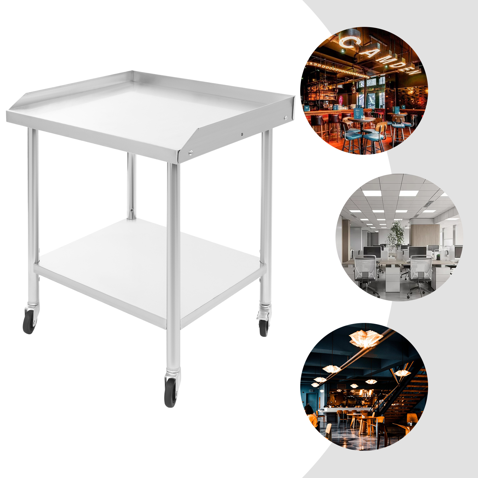 Commercial Kitchen Prep Table With Storage - 2 Tier Stainless Steel Work Table