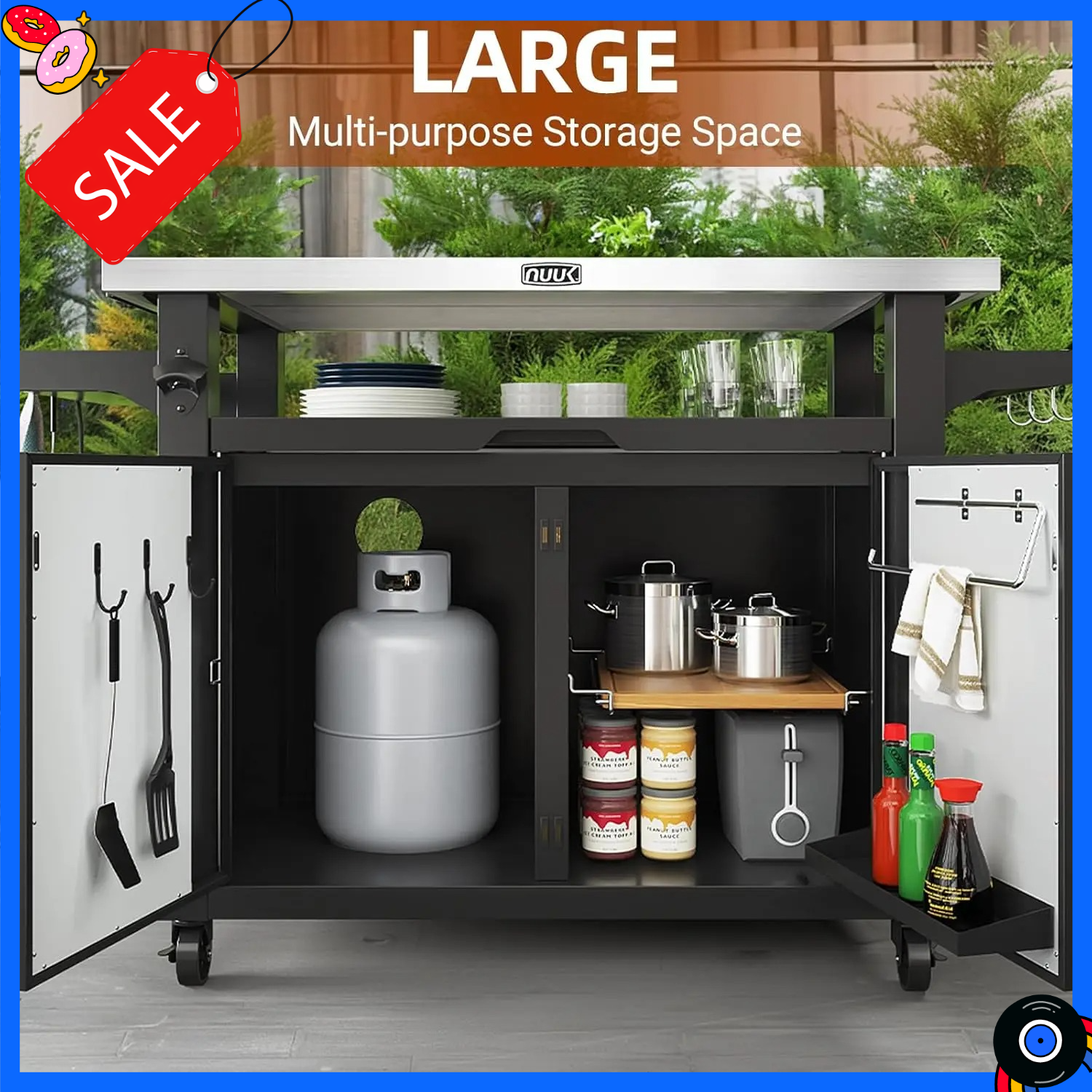 Commercial Kitchen Prep Table With Storage - BestsellerOutdoor Grill Cart with Storage Cabinet