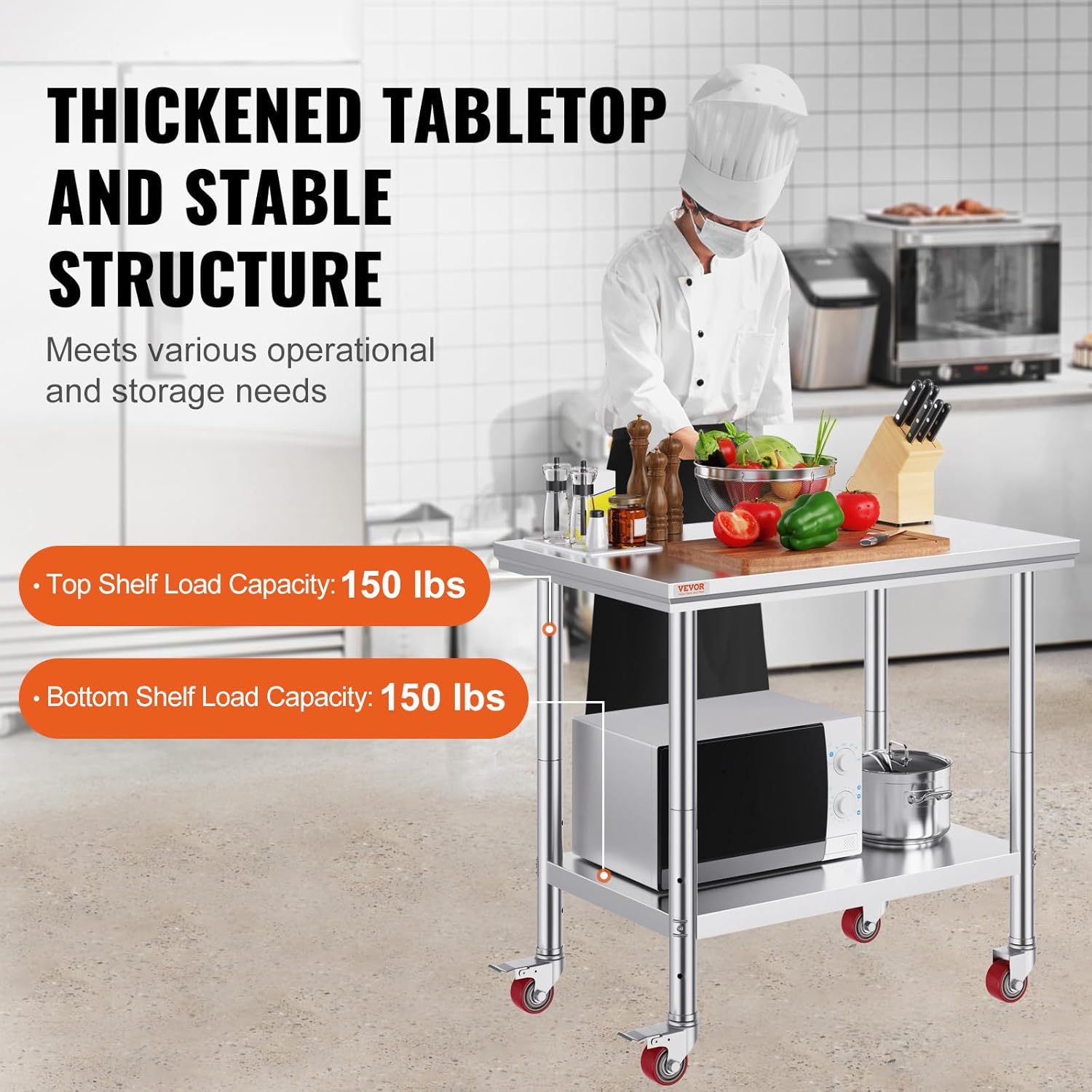 Stainless Steel Work Table 36x - Commercial Kitchen Prep Table With Storage avaliação e preço