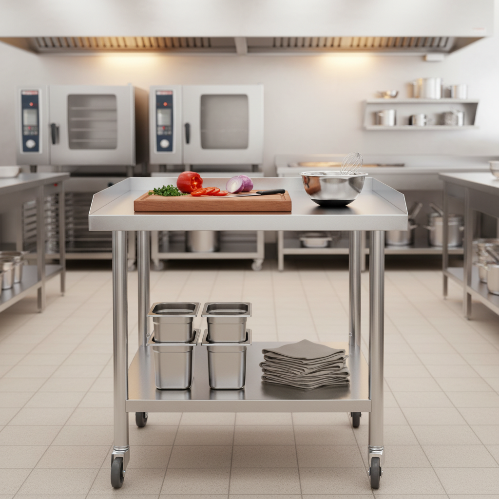 2-Tier Stainless Steel Commerc - Commercial Kitchen Prep Table With Storage avaliação e preço