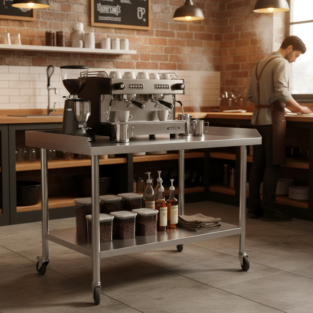 2-Tier Stainless Steel Commerc - Commercial Kitchen Prep Table With Storage avaliação e preço