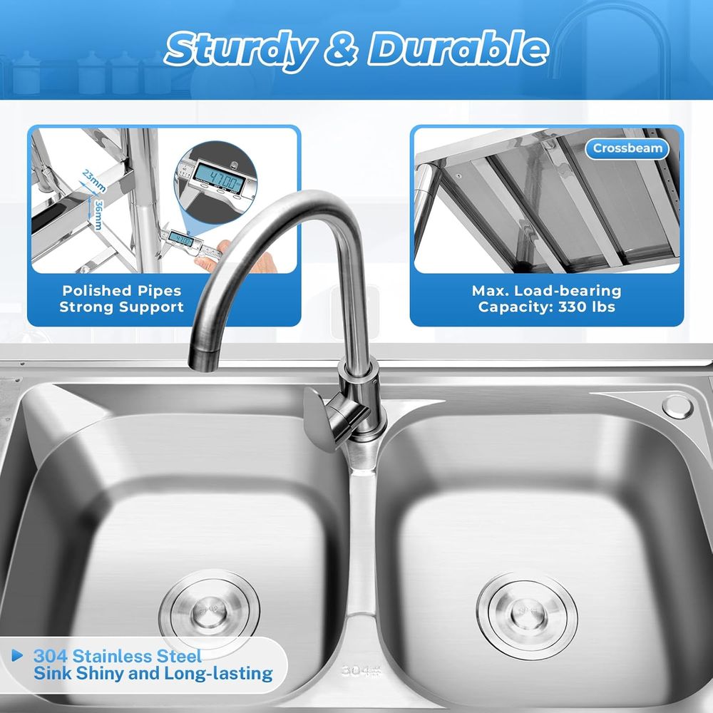 Commercial Stainless Steel Dou - Commercial Kitchen Faucet avaliação e preço