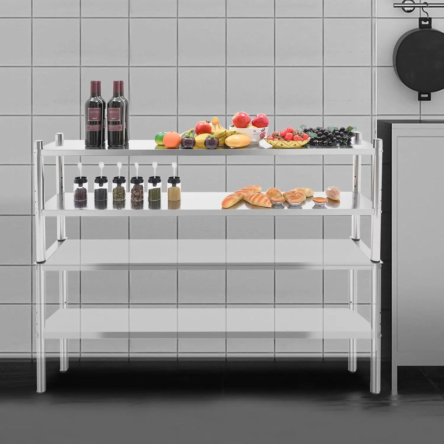 Stainless Steel Double Tier Ov - Commercial Kitchen Prep Table With Storage avaliação e preço