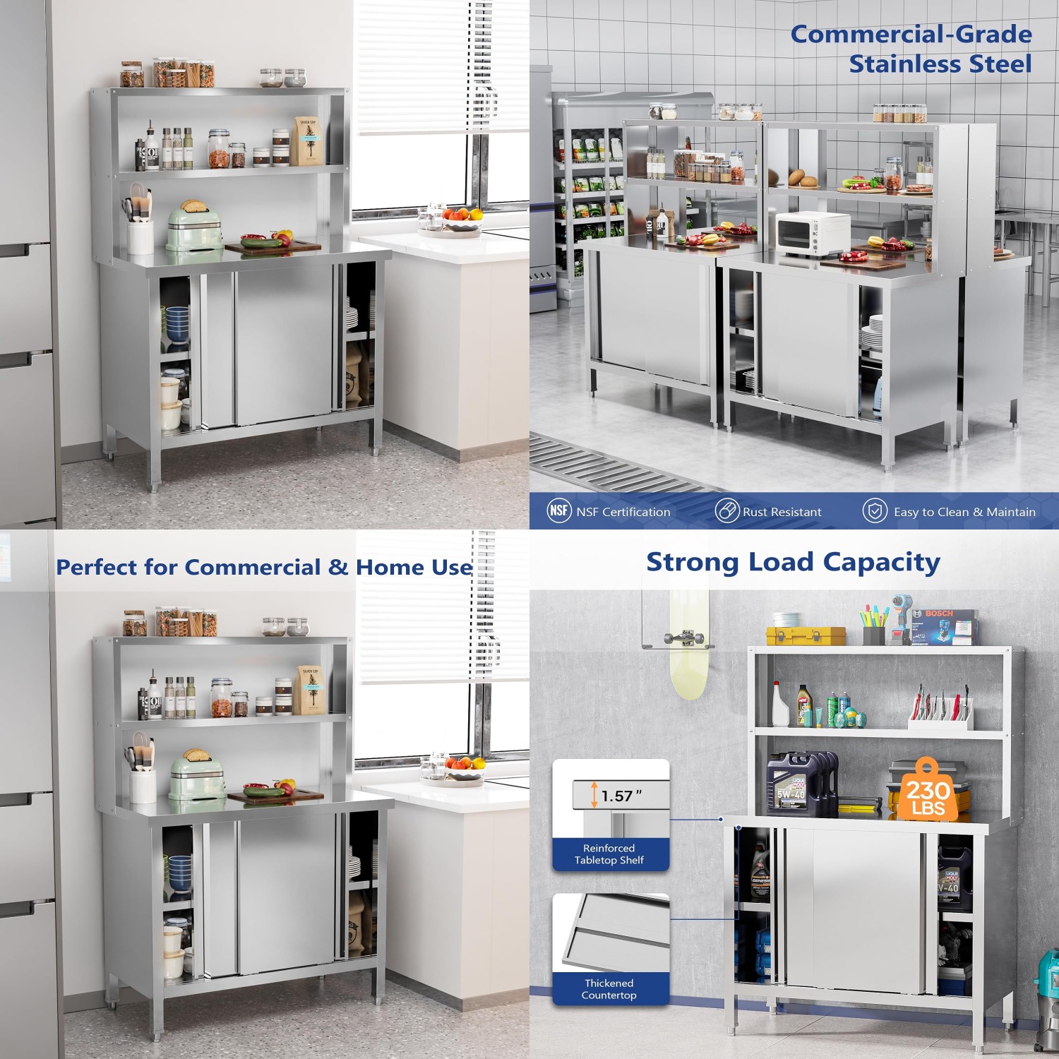 Stainless Steel Work Table 39x - Commercial Kitchen Prep Table With Storage avaliação e preço