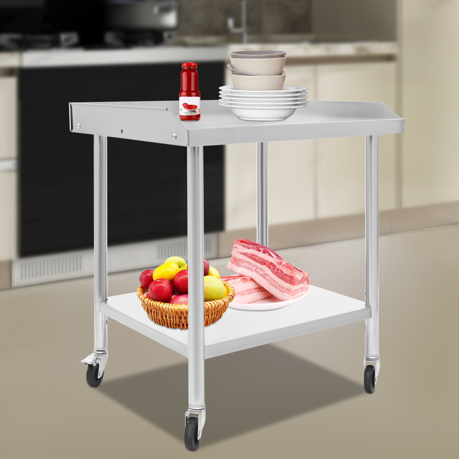 2 Tier Stainless Steel Work Ta - Commercial Kitchen Prep Table With Storage avaliação e preço