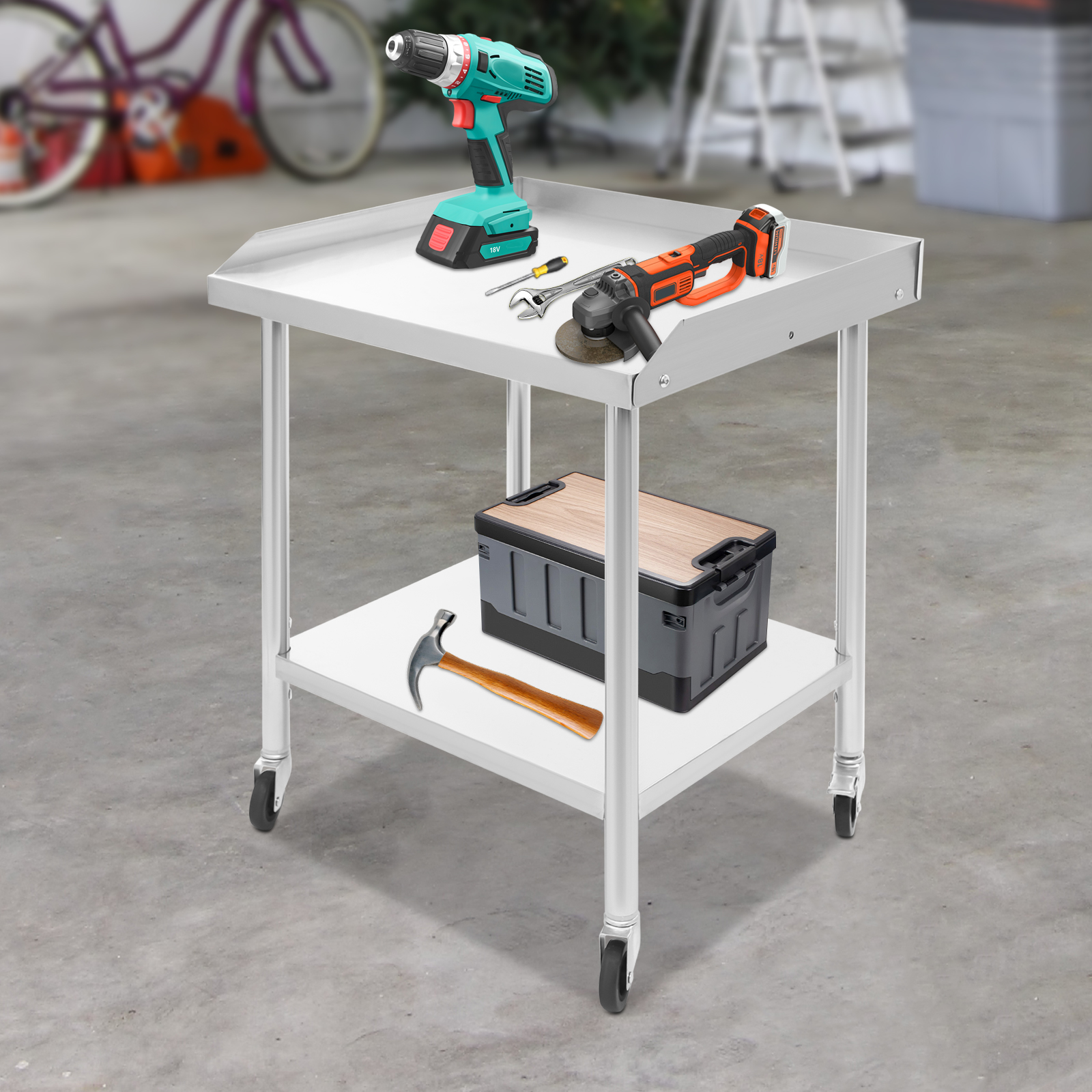 2 Tier Stainless Steel Work Ta - Commercial Kitchen Prep Table With Storage avaliação e preço