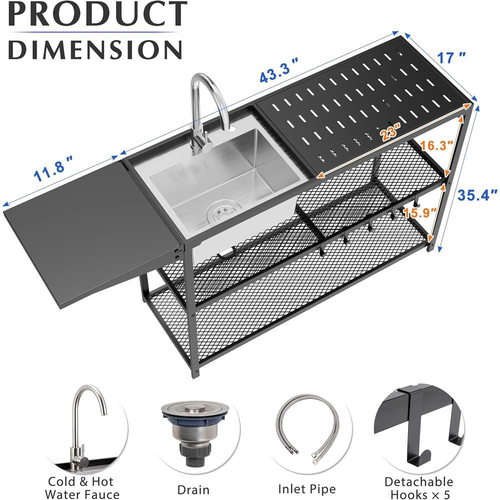 55 Stainless Steel Single Bowl - Commercial Kitchen Faucet avaliação e preço