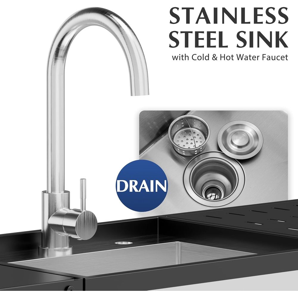 55 Stainless Steel Single Bowl - Commercial Kitchen Faucet avaliação e preço