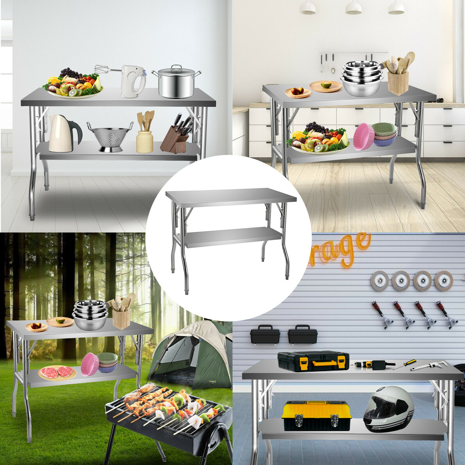 Single/Double-Shelf Profession - Commercial Kitchen Prep Table With Storage avaliação e preço
