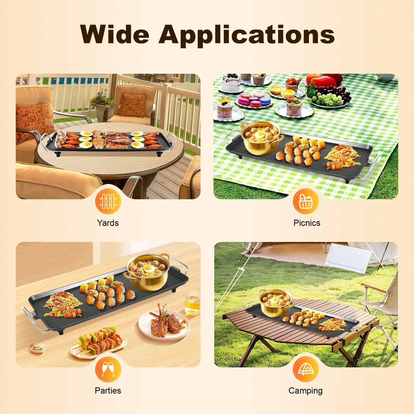 1500W 27'' Nonstick Large Grid - Teppanyaki Grill Table avaliação e preço