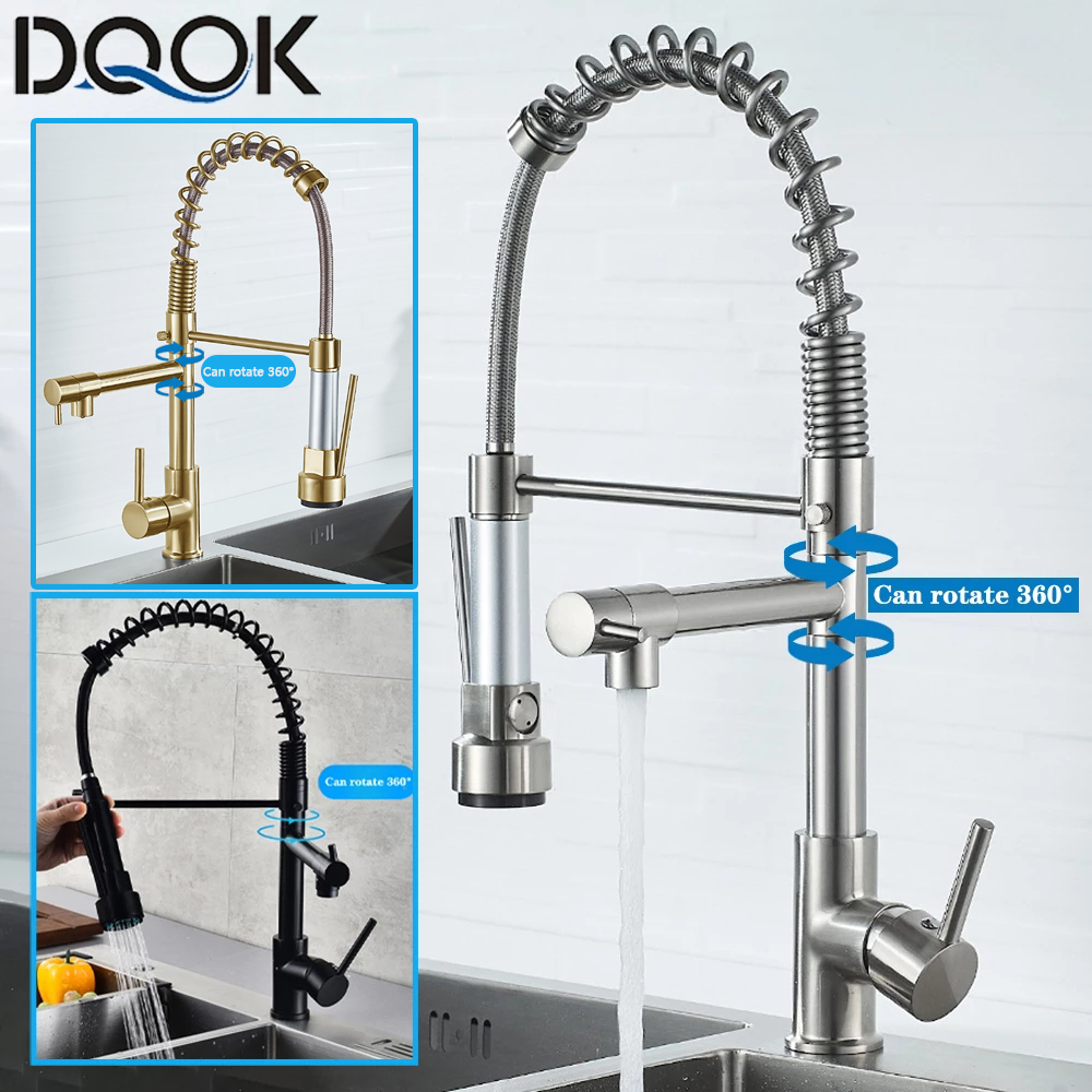 DQOK Black Brushed Spring Pull - Commercial Kitchen Faucet avaliação e preço