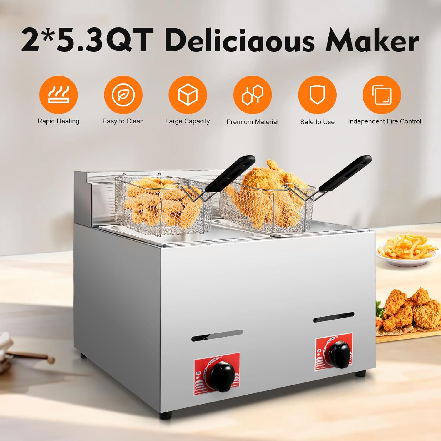 Stainless Steel Deep Double Cy - Deep Fryer Commercial avaliação e preço