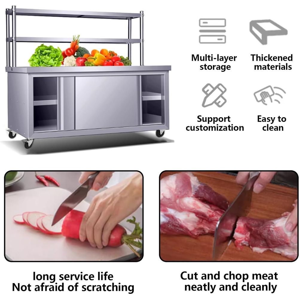 Commercial Heavy-Duty Stainles - Commercial Kitchen Prep Table With Storage avaliação e preço