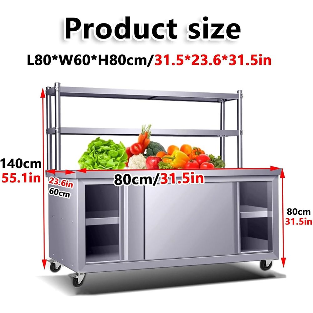 Commercial Heavy-Duty Stainles - Commercial Kitchen Prep Table With Storage avaliação e preço