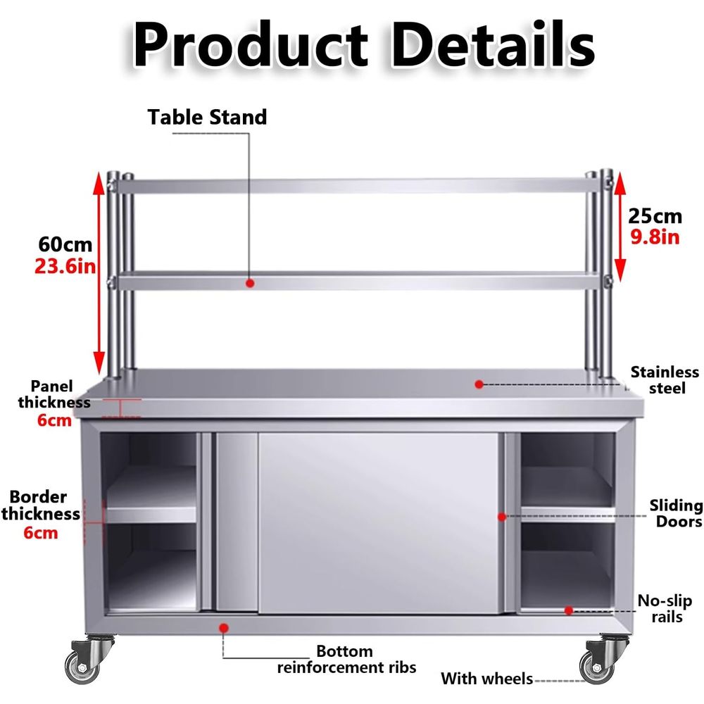 Commercial Heavy-Duty Stainles - Commercial Kitchen Prep Table With Storage avaliação e preço