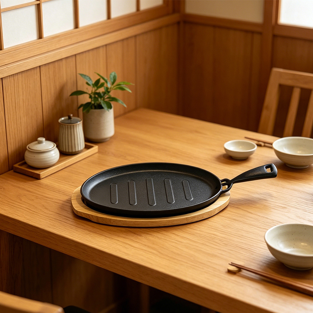 Oval Cast Iron Steak Plate Set - Teppanyaki Grill Table avaliação e preço